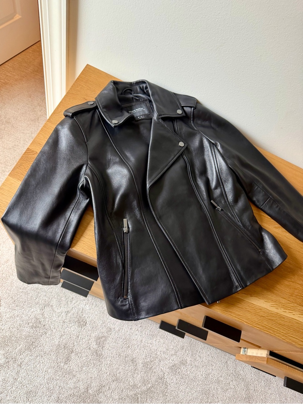 Nieman Marcus Lambskin Moto Leather Jacket